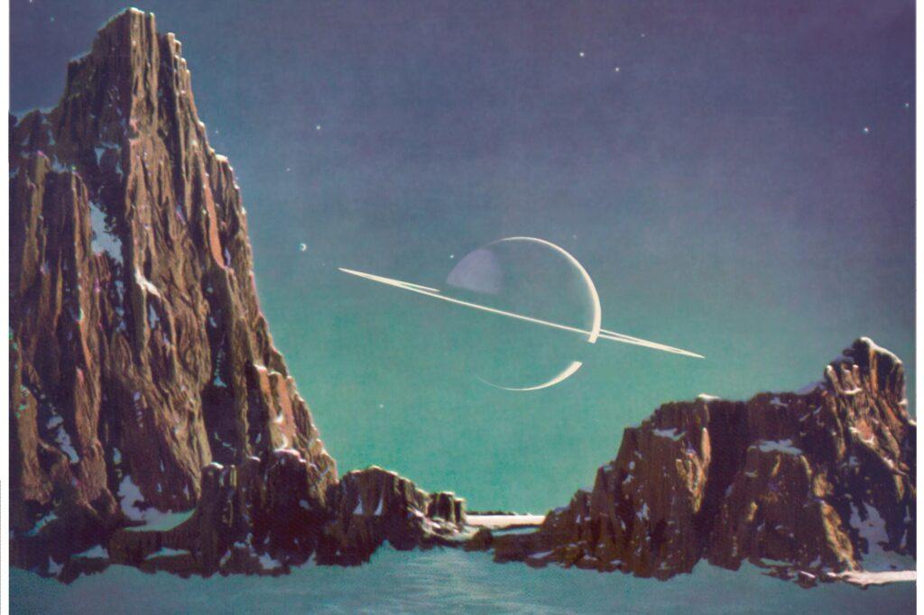 Saturn looming over Titan: not your average neighborhood view