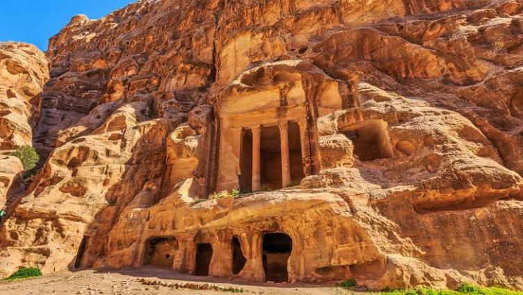 picture of columns in building structure resting in the side of a mountain suggest it was melted