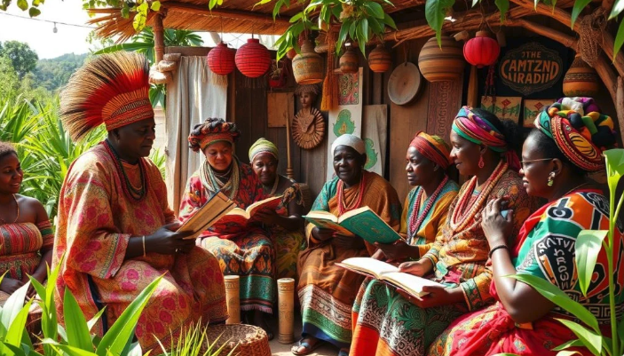 Cameroonian Cultural Life Cameroon school with teacher and students