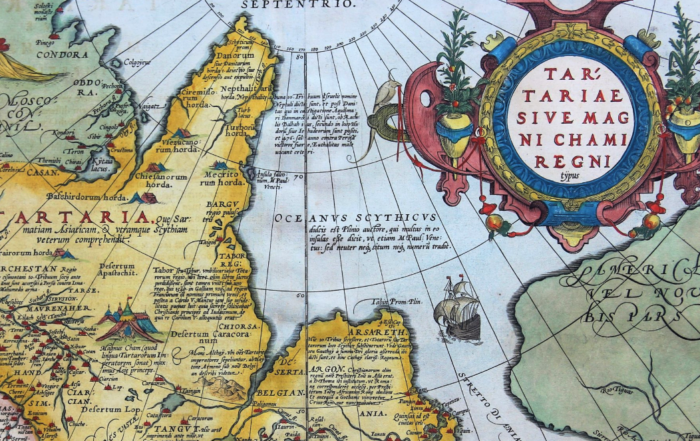 Old world map labeling Tartaria and its regional variants across Eurasia, illustrating how the term evolved in historical cartography.
