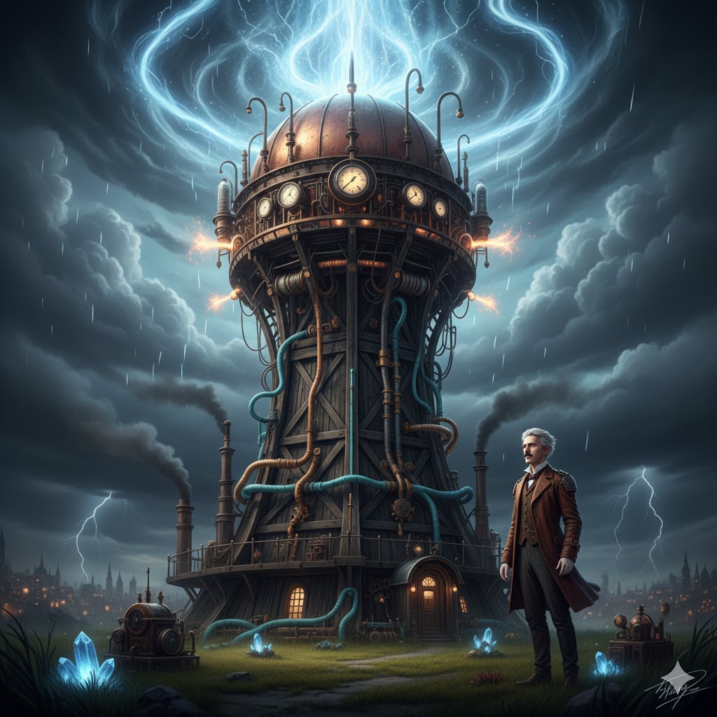 Nikola Tesla Wardenclyffe Tower illustration